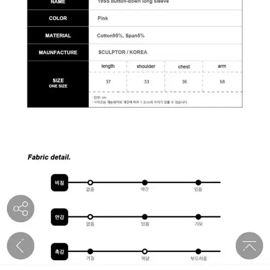 스컬프터 버튼 다운 롱 슬리브 핑크 19ss