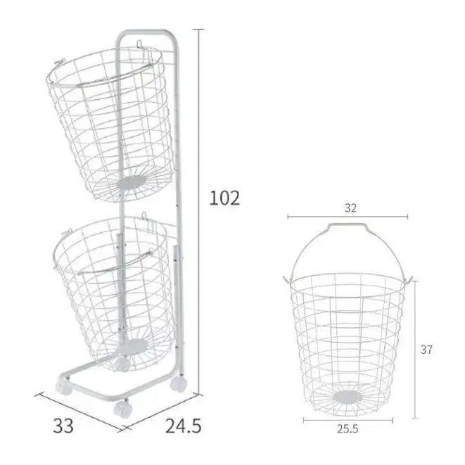 (새상품)이동식 2단/3단 수납바구니 세탁바구니