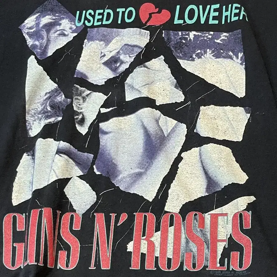 1989 빈티지 Guns N Roses 락 밴드 투어 티셔츠