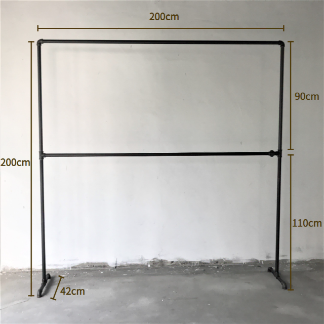 2단대형행거 옷가게행거 대량행거 파이프행거 흑관 파이프 행거