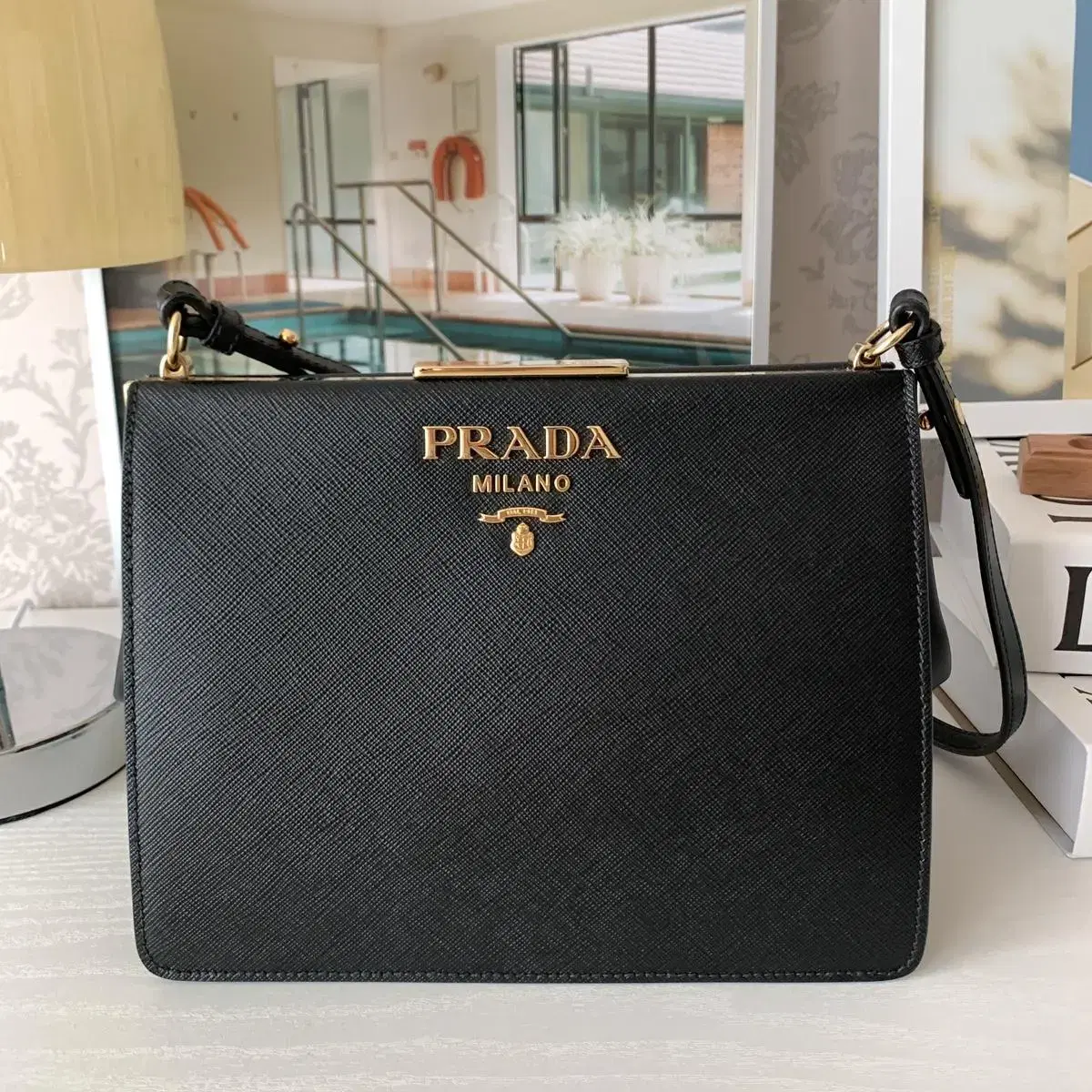 Prada Saffiano Square Frame Bag Crossbody