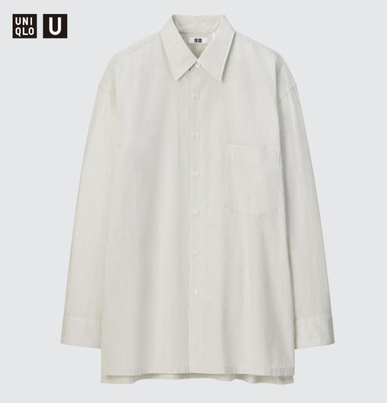 [XXL]Lemaire X Uniqlo U Oversized Striped Shirt Light Green