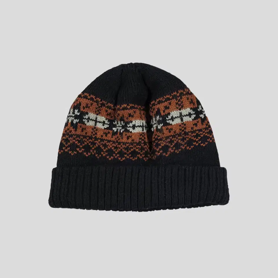 Vintage Black Brick Brown Snowflake Nordic Pattern acrylic Nitid Beanie FREE