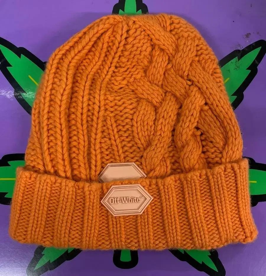 오프화이트 비니 off-white orange beanie