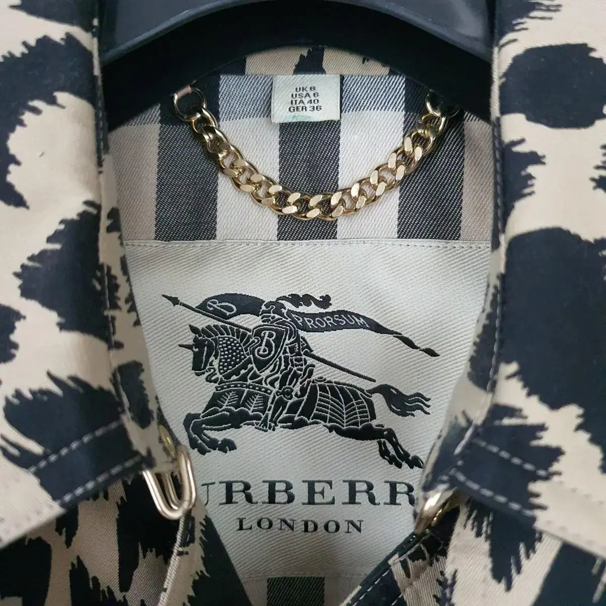 BURBERRY 버버리 빈티지 레오파드 프린트 트렌치코드 (사이즈36)