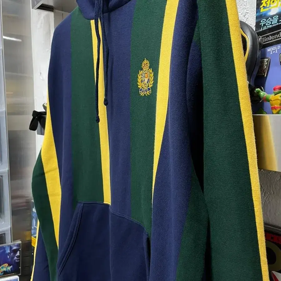 폴로 랄프로렌 polo crest striped fleece hoodie