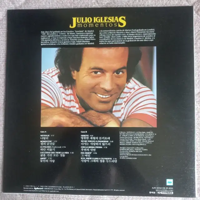 Lp중고 JULIO IGLESIAS / MOMENTOS 음반 판매합니다.