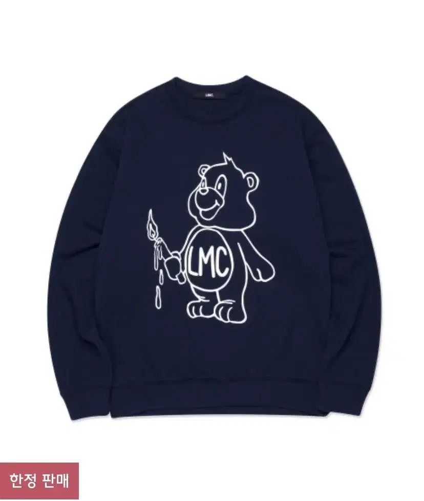 엘엠씨 맨투맨 LMC CANDLE BEAR SWEATSHIRT navy