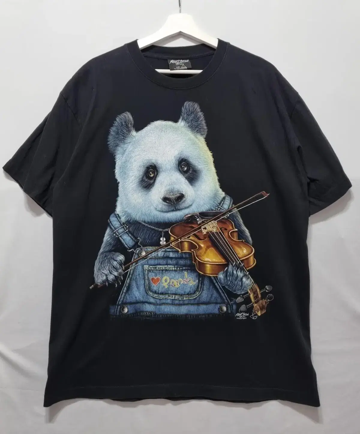 L(100) Vintage Panda Print Black Short Sleeve Tee