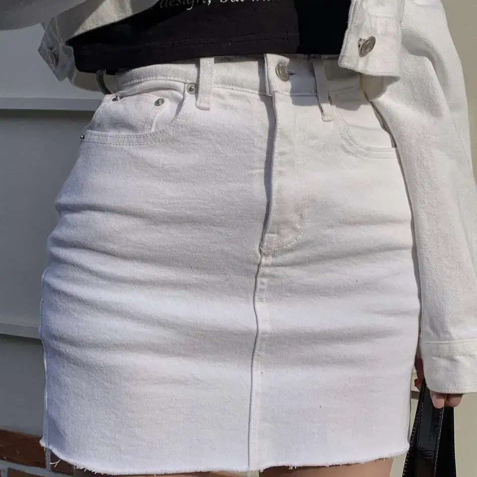 페일제이드 white cotton denim skirt