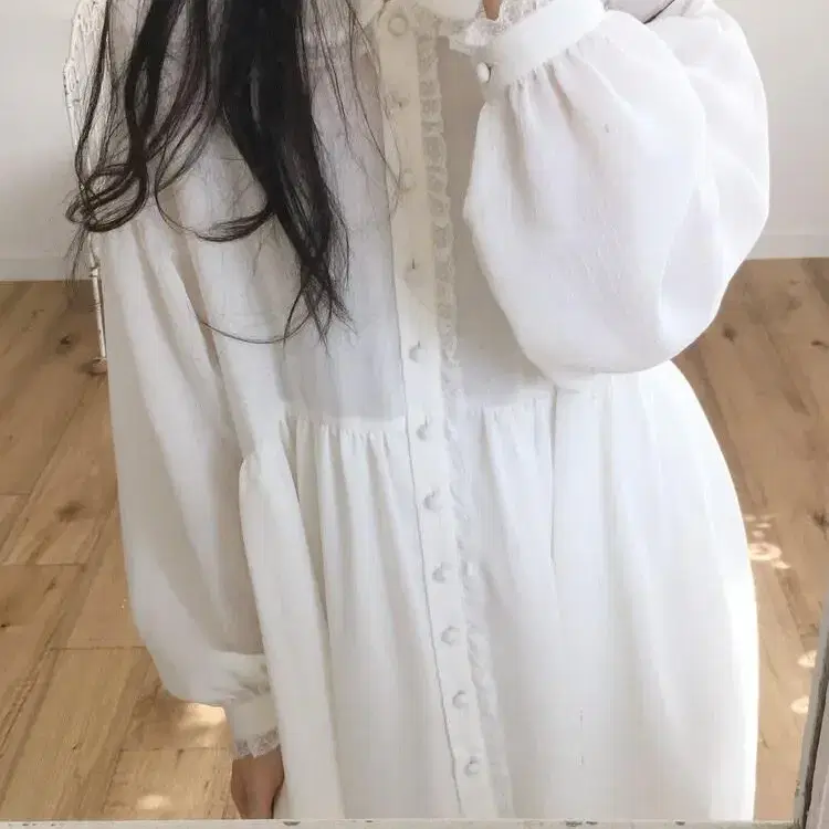 미미부티크 wave lace dress 백아이보리