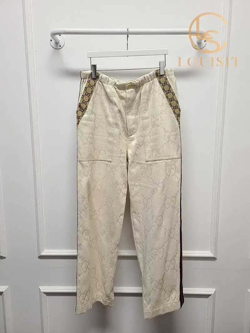 [48] Gucci GG Supreme Samsun Web Stripe Cotton Jogger Pants