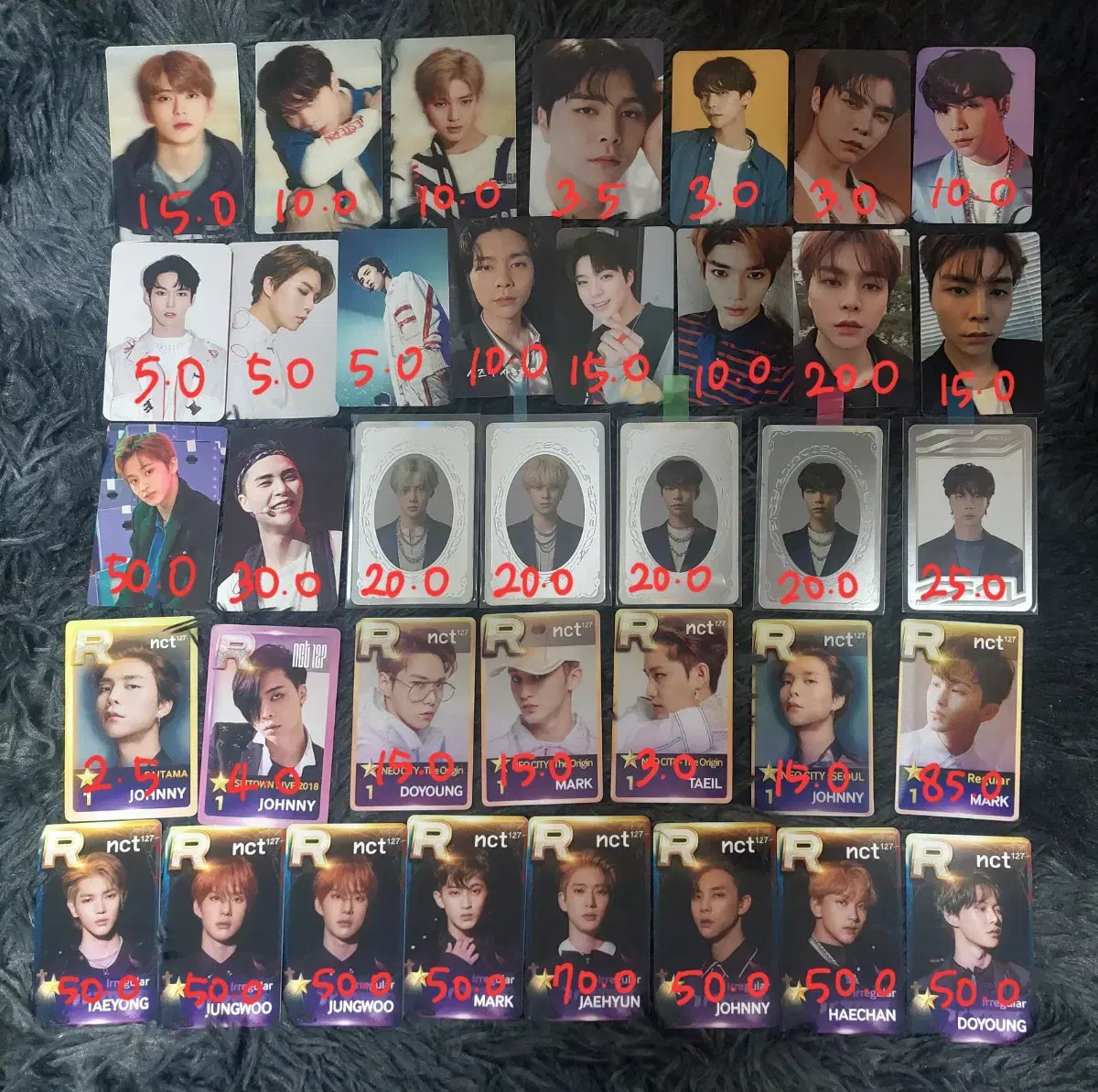 NCT photocard johnny taeyong doyoung jaehyun mark haechan jungwoo kun ten hendery winwin etc.