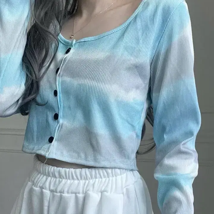 [제니무대의상!] tie-dye crop cardigan