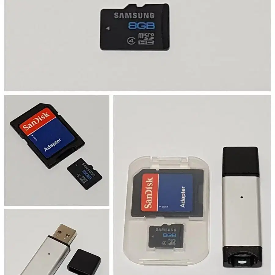 [메모리] 마이크로SD 8GB + SD젠더 + USB 젠더 팝니다.