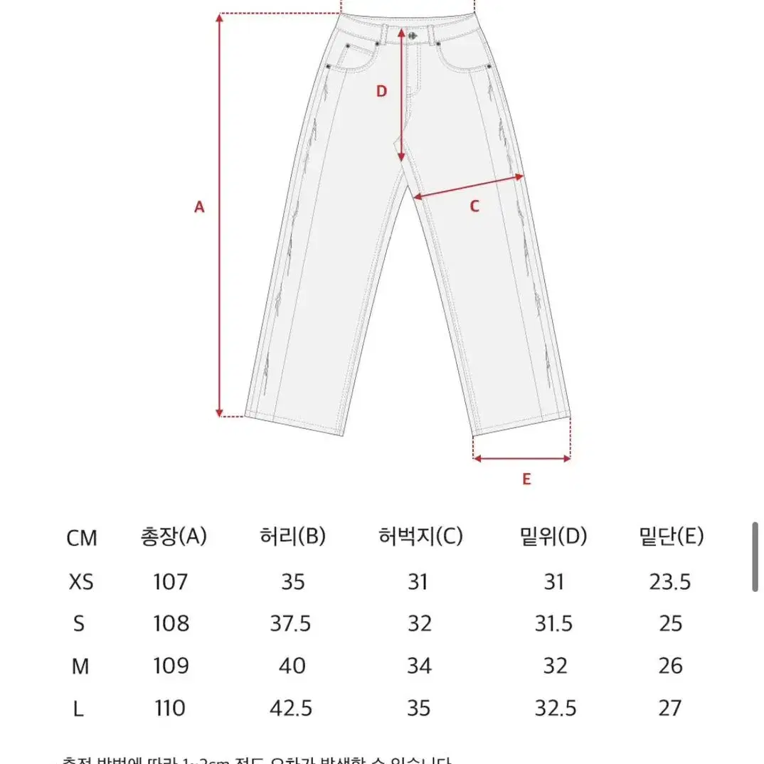 에드 어글리 롱 와이드 데님 블루 S급