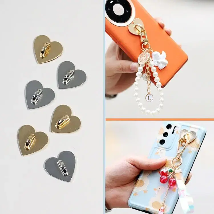 Heart Hanger Keum Silver Cell Phone Attachment Double-sided Tape Heart Hook Metal Smartphone