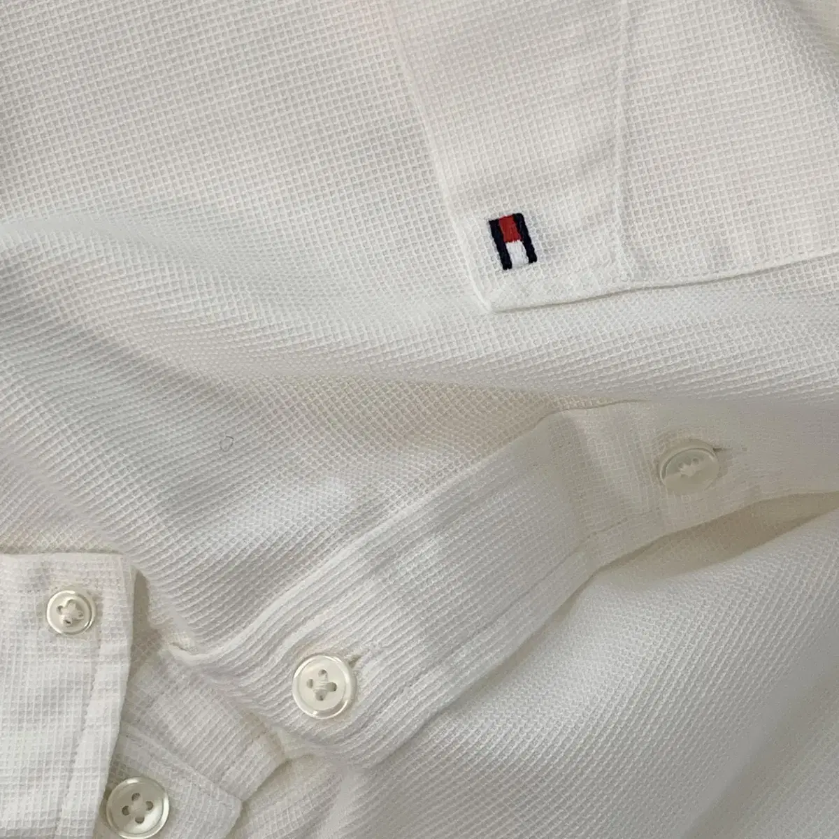 Tommy Hilfiger Waffle Solid Shirt White Shirt BasicSouthern