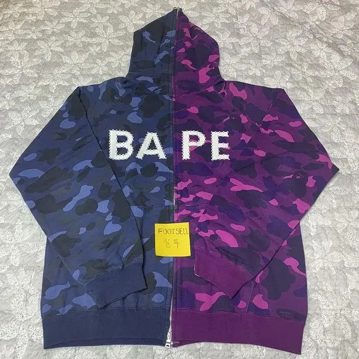 BAPE 1st 스왈로브스키 파보 반반카모 풀오버 집업후드