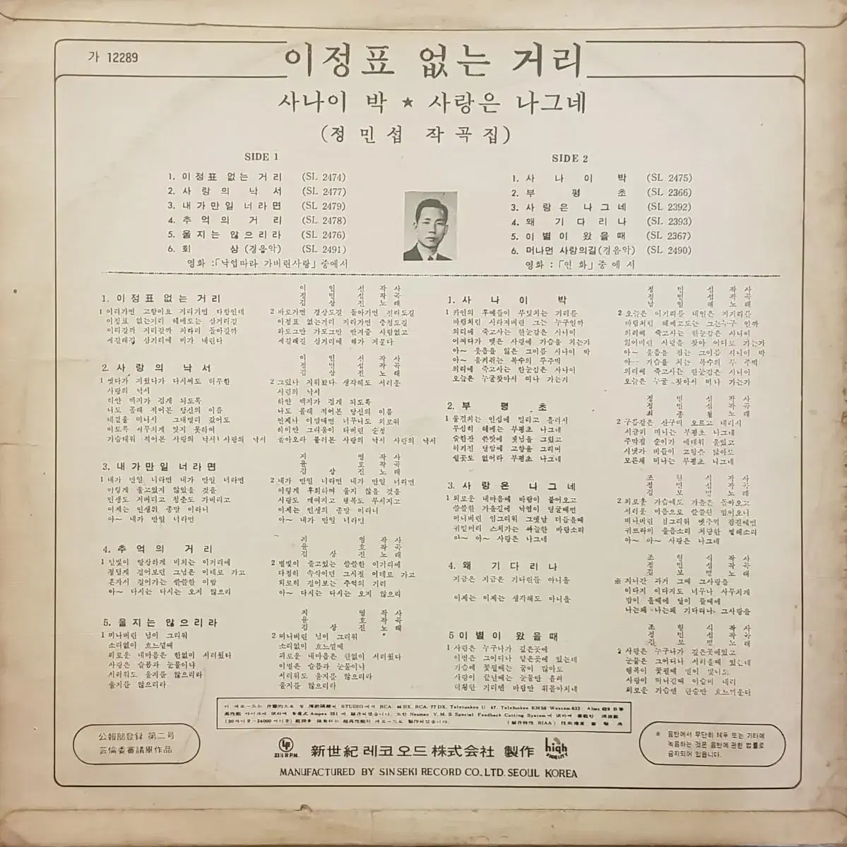 귀한음반/김상진 - 이정표없는 거리 LP