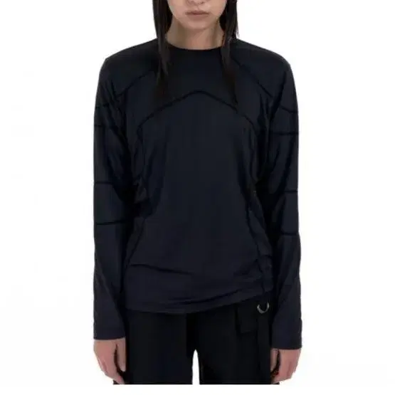 Leey OVERLOCK STITCH SPORTS TOP BLACK