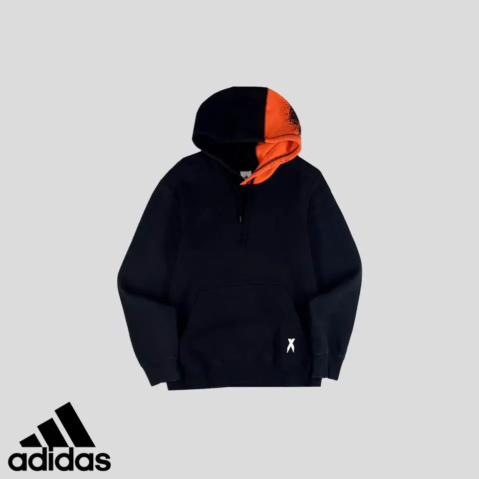 Adidas Pigment Black Tonal Tricolor Logo Orange Colorway Cotton Blend Hoodie