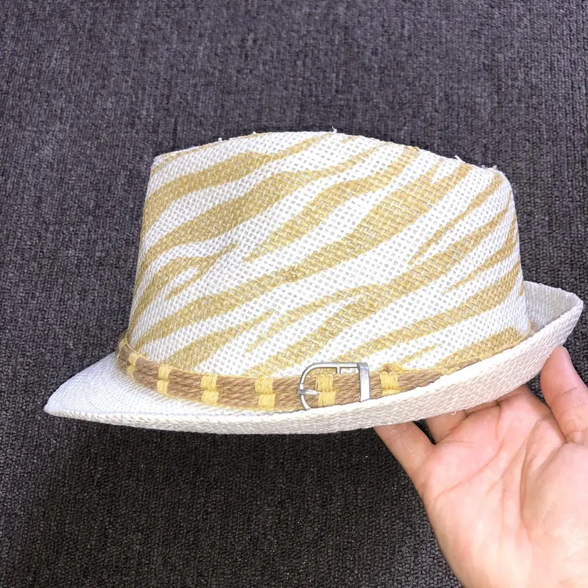 Vintage Paper yellow zebra belt fedora