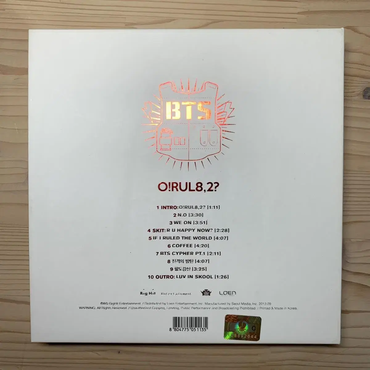 방탄소년단 미니 1집 [O!RUL8,2?] 앨범