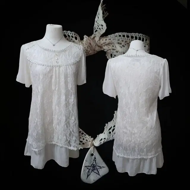 Vintage Baby doll cream lace summer ops