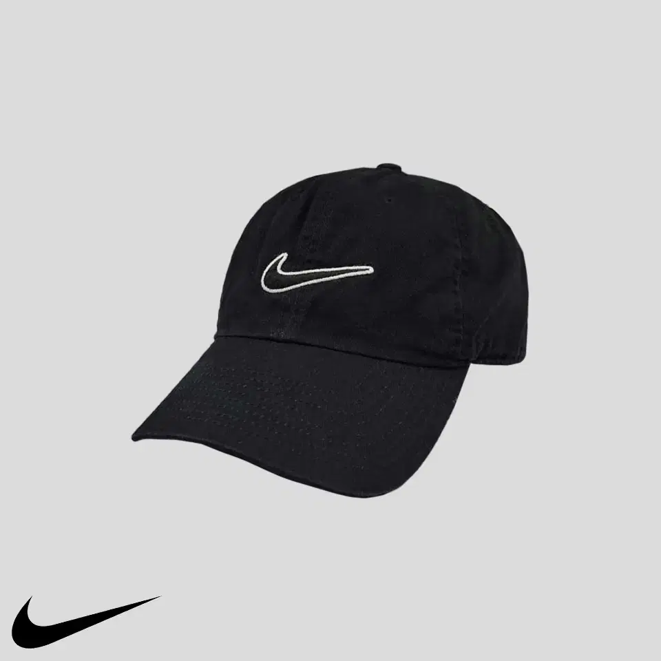 Nike Pigment Black Tonal Swoosh Heritage86 Cotton100 6 Panel Baseball Cap