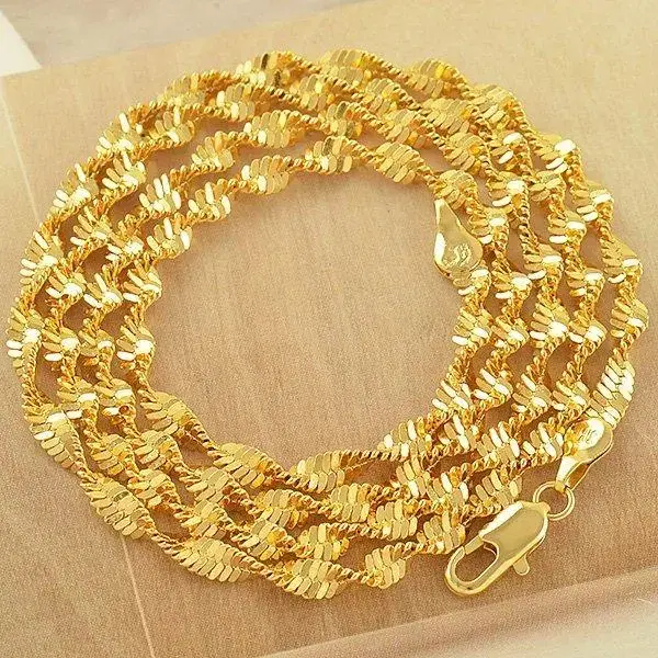 New 18K GP 61cm 24inch Twine Necklace Gold File Keum