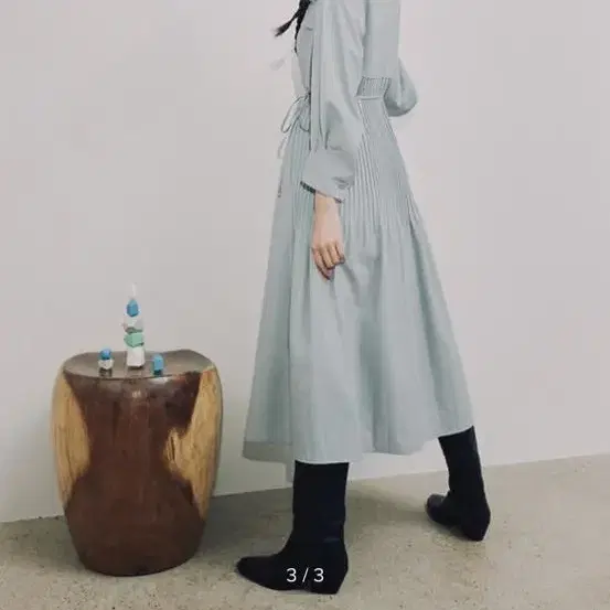 온앤온 shirt-type pleated Dress 민트 원피스