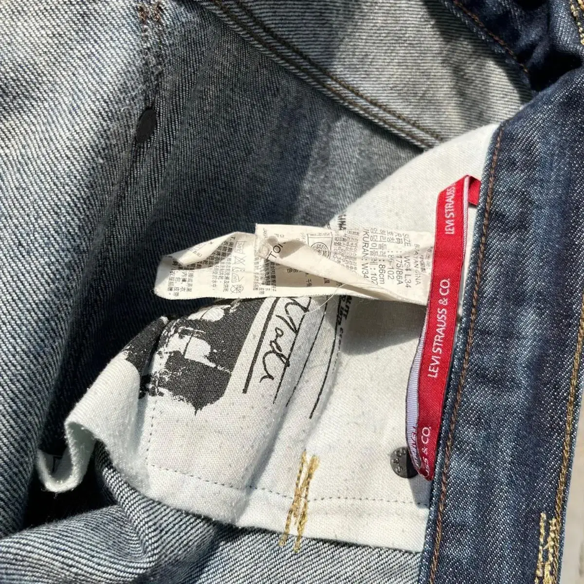 [34-34]Levi's 리바이스 블랙패더 패치 블랭크탭 워싱 진