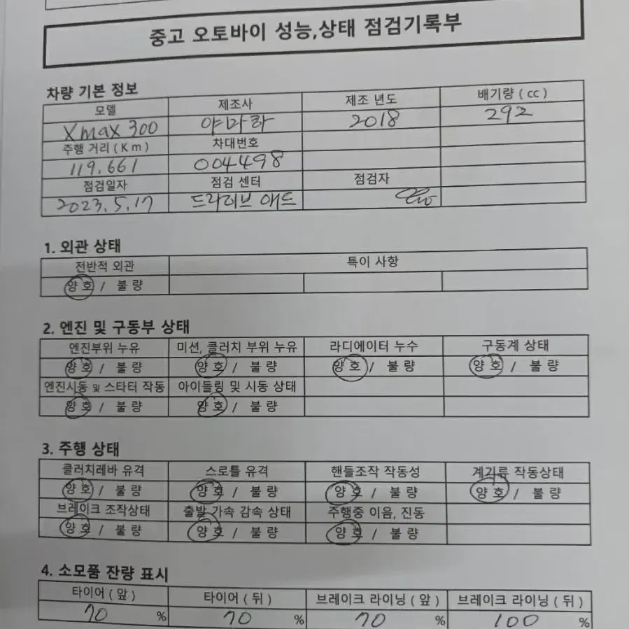 드라이브애드/DA-080/야마하/X-max300/18년식/자체할부