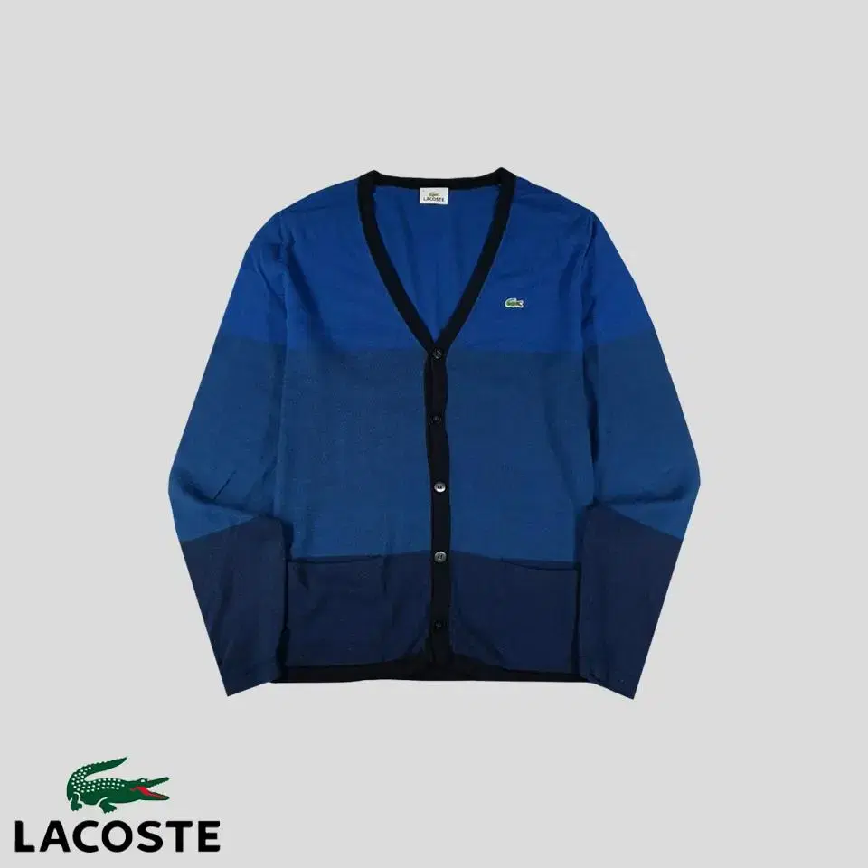 Lacoste Bloo tonal V-neck wool100 button knit cardigan SIZE L