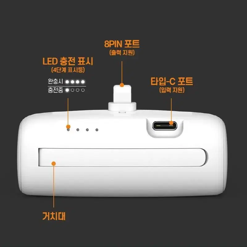 065 8핀 일체형 미니보조배터리 5000mAh 화이트