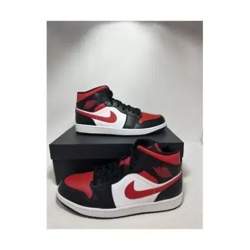 Jordan 1 Mid White Black Red Men's 554724-079