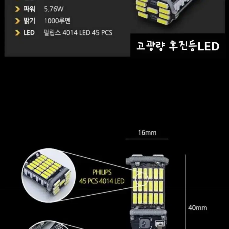 자동차 고광량  후진등LED 1+1_T15 캔버스내장 [총알배송]