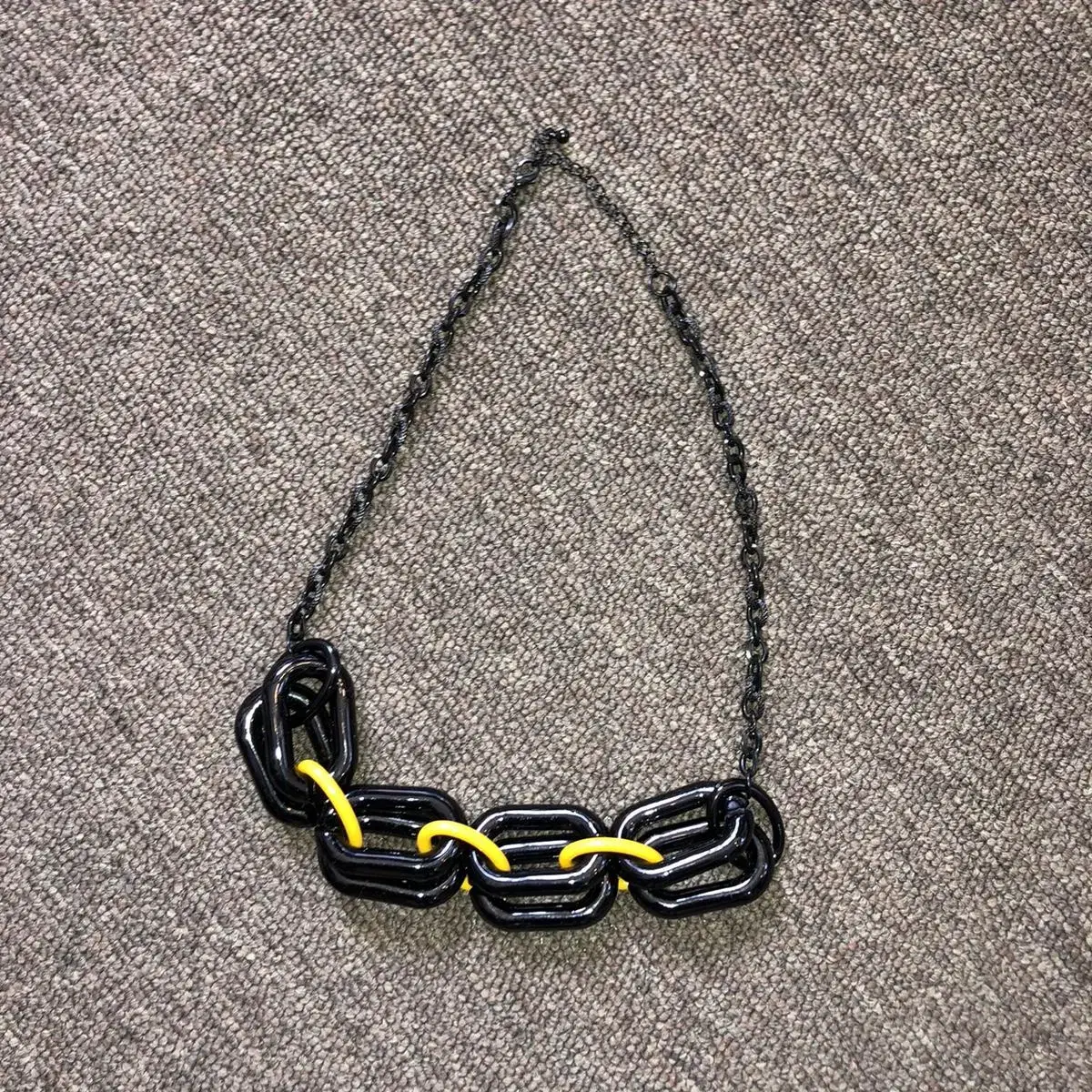 Vintage Yellow block chain necklace