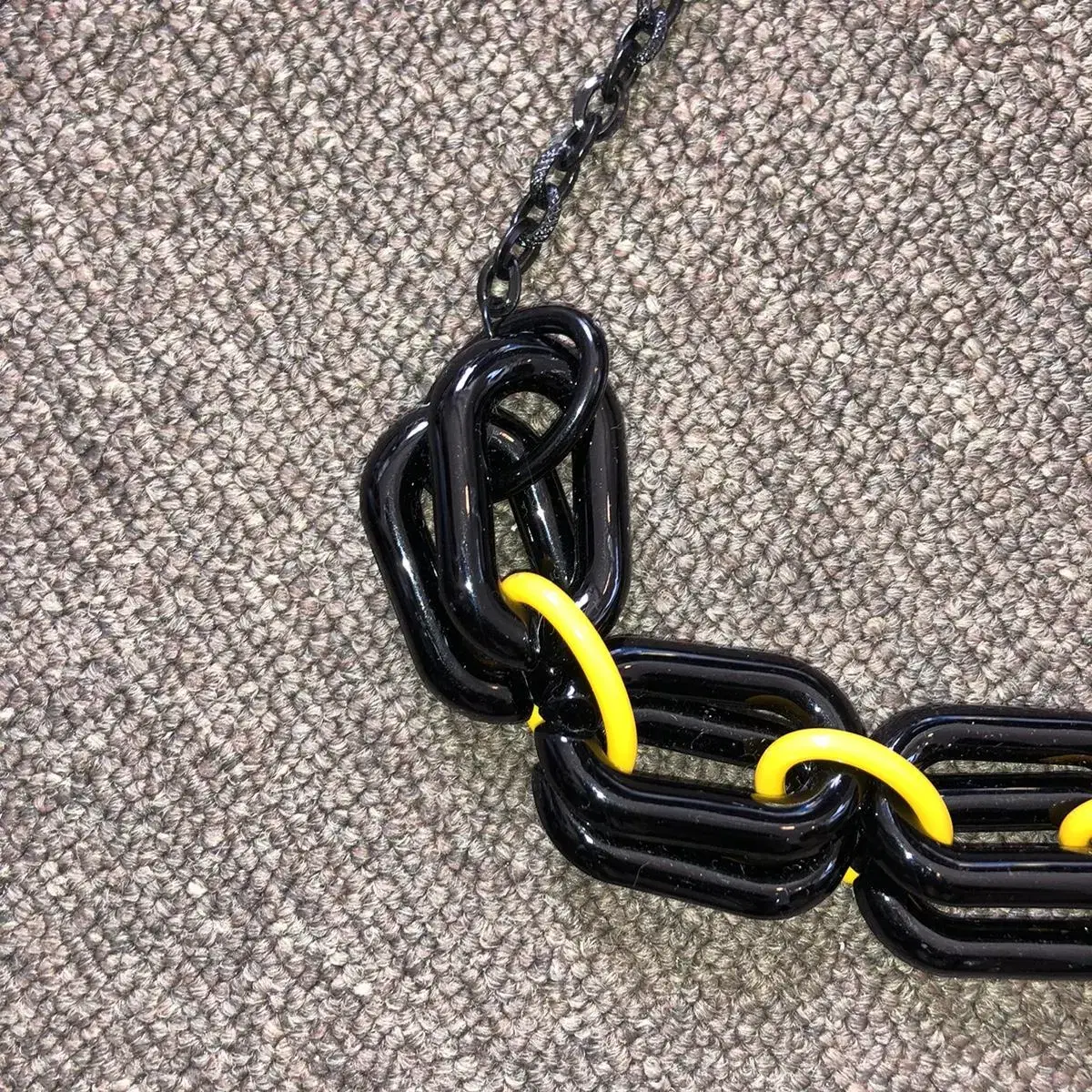 Vintage Yellow block chain necklace