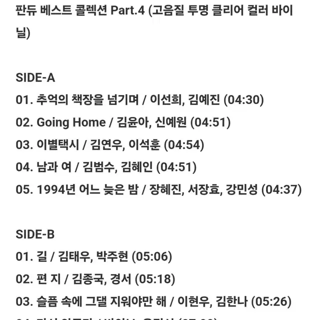 판듀 베스트컬렉션 4LP 박스세트 미개봉