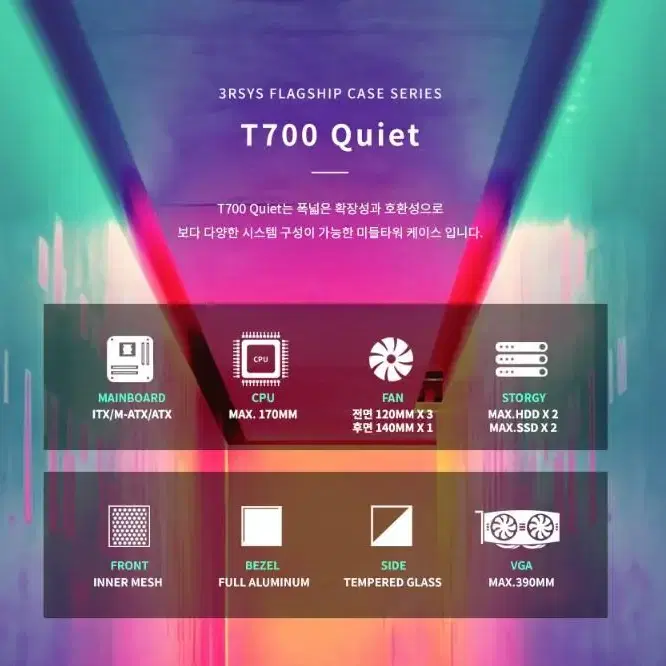 미개봉 새제품 3RSYS T700 Quiet 블랙 화이트 미들타워 팝니다