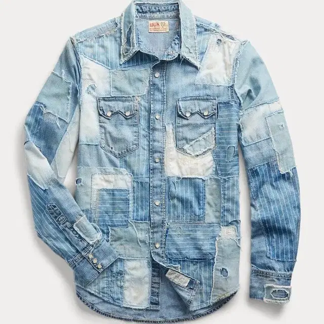 RRL Repaired Denim Western Shirt