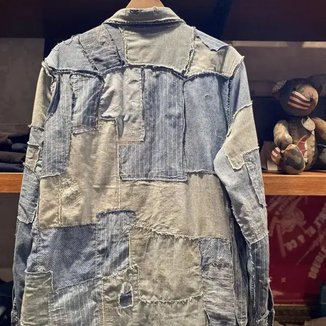 RRL Repaired Denim Western Shirt