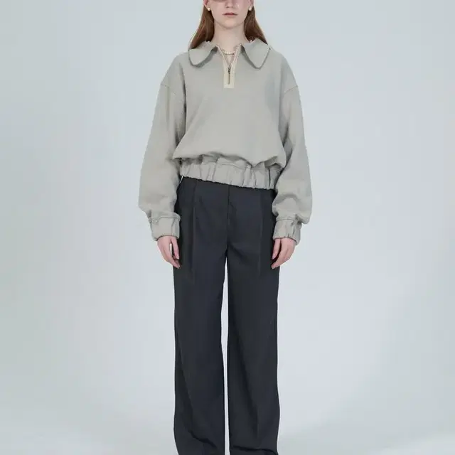 grove BELLA PANTS 그로브 벨라 팬츠 챠콜 스트라이프 M