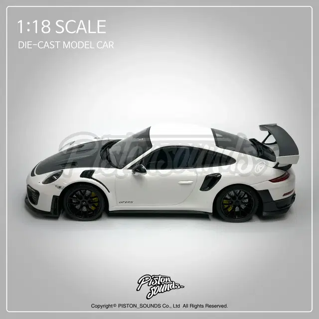 1:18 스케일 포르쉐 991.2 GT2 RS 바이사흐 화이트 다이캐스트