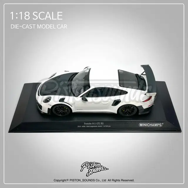 1:18 스케일 포르쉐 991.2 GT2 RS 바이사흐 화이트 다이캐스트