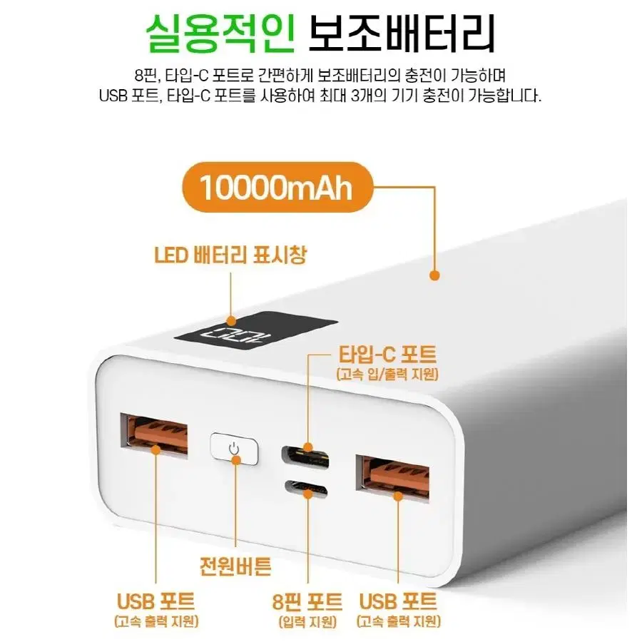 074 20000mAh 20W 고속 보조배터리 슬림핏