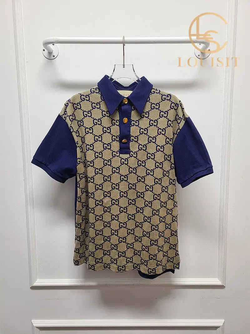 [M] Gucci GG Maxi Monogram Silk and Cotton Polo Shirt