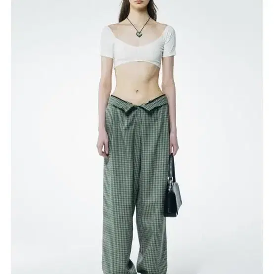 스컬프터 체크 핀턱 팬츠 그린 check pin tuck pants